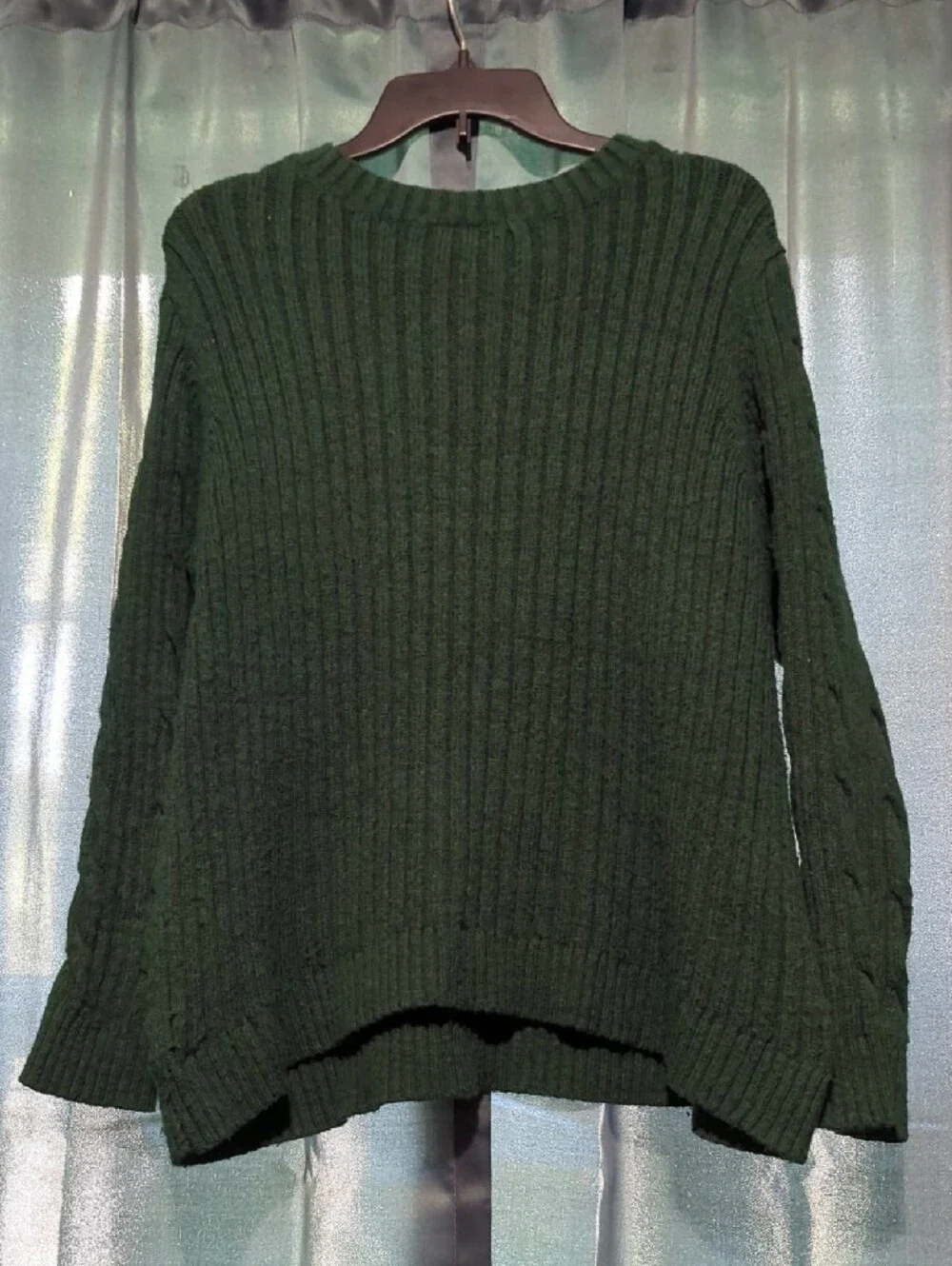 St. John's Bay Dark Green Cable Knit Crewneck Sweater